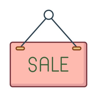 Kurulu satış metin düz simgesi, vektör, illüstrasyon ile asılı 