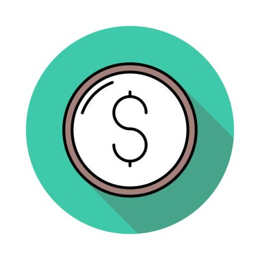 Doları para düz simgesi, vektör, illüstrasyon 