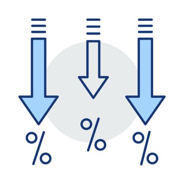 indirim işaretleri düz simgesi, vektör, illüstrasyon ile aşağı okları 