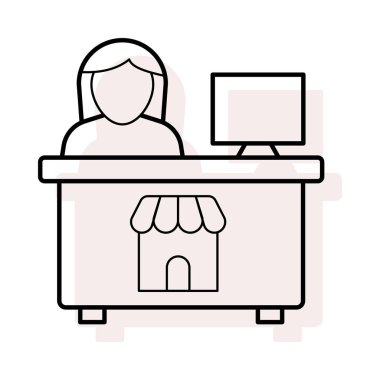 Dükkanı tablo düz simgesi, vektör, illüstrasyon 