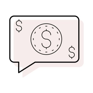 Doları sembolleri konuşma balonu düz simgesinin, vektör, illüstrasyon  