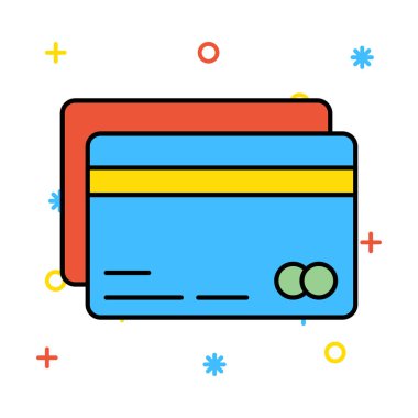 kredi kartları düz simgesi, vektör, illüstrasyon 