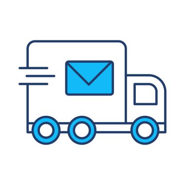 Teslimat kamyon düz simgesi, vektör, illüstrasyon 