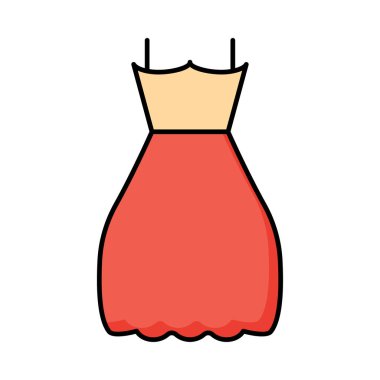 kadın elbise düz simgesi, vektör, illüstrasyon 