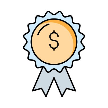 rozet doları sembol düz simgesini, vektör, illüstrasyon 