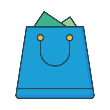 Alışveriş poşeti düz simge, vektör, illüstrasyon 