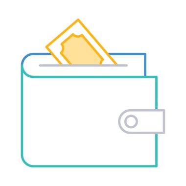 m-cüzdan ile nakit düz simgesi, vektör, illüstrasyon 