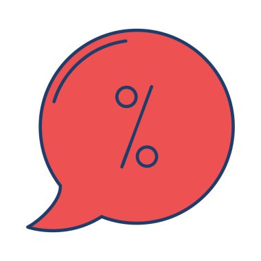 Satış indirim konuşma balonu düz simgesinin, vektör, illüstrasyon 