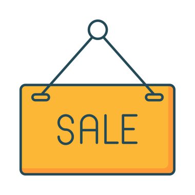 Kurulu satış metin düz simgesi, vektör, illüstrasyon ile asılı 