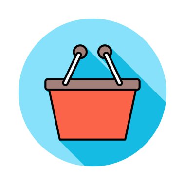 alışveriş sepeti düz simgesi, vektör, illüstrasyon 