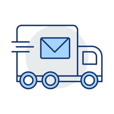 Teslimat kamyon düz simgesi, vektör, illüstrasyon 