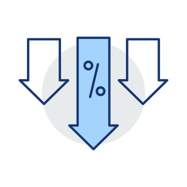 indirim sembolleri düz simgesi, vektör, illüstrasyon ile aşağı okları 