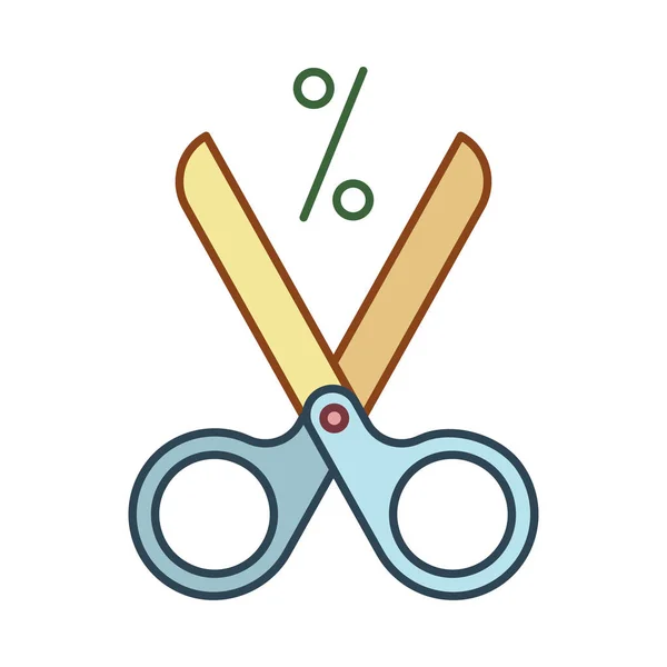 Schere Mit Prozentzeichen Flachsymbol Vektor Illustration — Stockvektor
