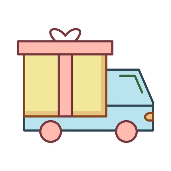 Camion Livraison Avec Boîte Cadeau Icône Plate Vecteur Illustration Vendredi — Image vectorielle