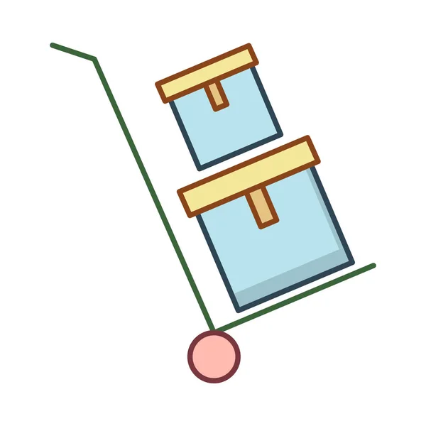 Panier Avec Boîtes Cadeaux Icône Plate Vecteur Illustration — Image vectorielle