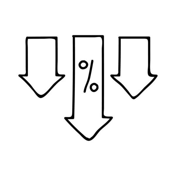Flèches Vers Bas Avec Des Symboles Réduction Icône Plate Vecteur — Image vectorielle