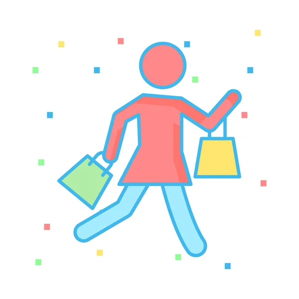 Avatar Running Shopping Bags Flat Icon Vector Illustration Black Friday — Stock Vector