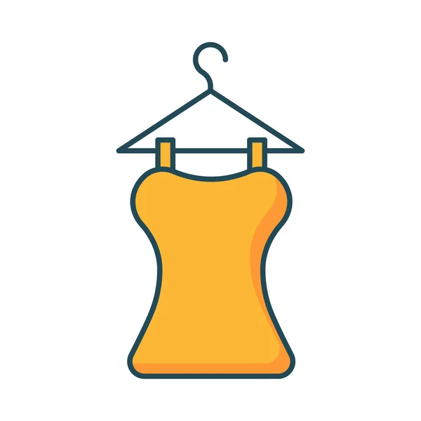 Kleding Hanger Platte Pictogram Vector Illustratie — Stockvector