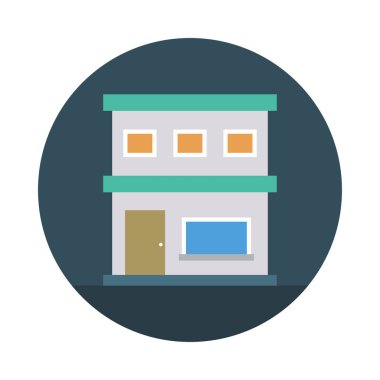 Renk bina düz vektör simgesi 