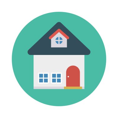 Renk bina düz vektör simgesi 