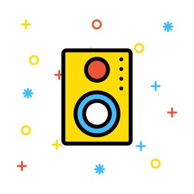 Hoparlör düz stil ikonu, vektör çizim 