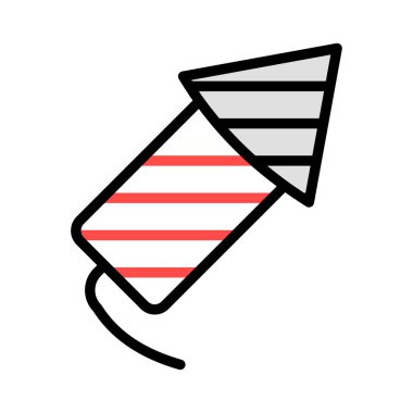 havai fişek roket düz stil ikonu, vektör çizim 