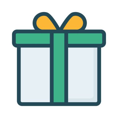 Noel hediyesi yay ile yay düz stil ikonu, vektör çizim 