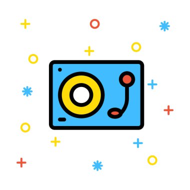 Vintage Vinil cd çalar düz stil ikonu, vektör çizim 