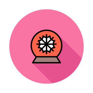 Yeni yıl kar küre dekorasyon düz stil ikonu, vektör çizim 