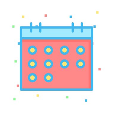 yıllık takvim düz biçim simgesi, vektör illüstrasyonu 