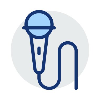 mikrofon düz stil ikonu, vektör çizim 