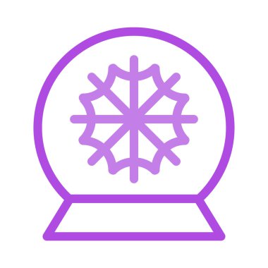 Yeni yıl kar küre dekorasyon düz stil ikonu, vektör çizim 