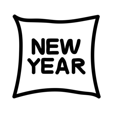 Yeni yıl afiş düz stil ikonu, vektör çizim 