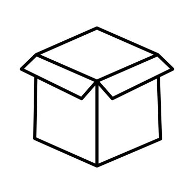 karton koli kutu düz stil ikonu, vektör çizim 