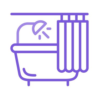 banyo küvet duş vektör çizim 