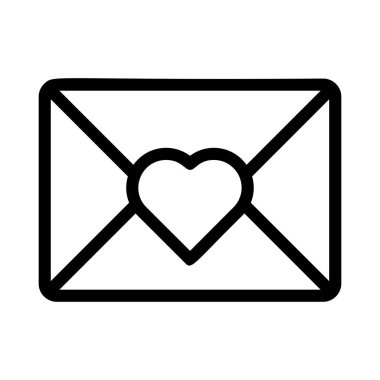 Romantik zarf düz stil ikonu, vektör çizim, Sevgililer günü kavramı  