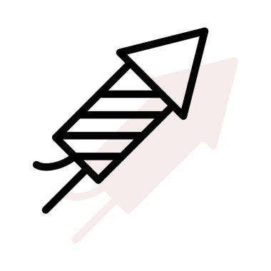 Yeni yıl havai fişek düz stil ikonu, vektör çizim roket 