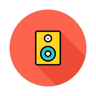 Hoparlör düz stil ikonu, vektör çizim 