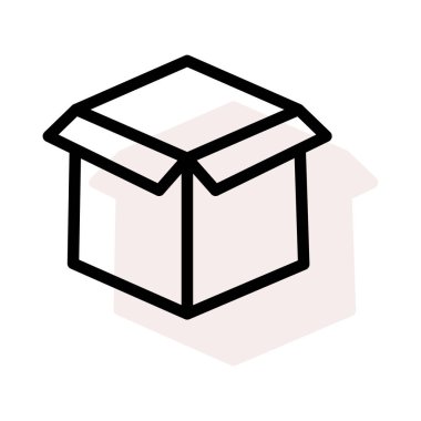 karton koli kutu düz stil ikonu, vektör çizim 