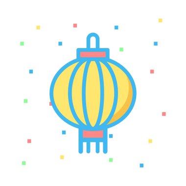 Çince fener dekorasyon düz stil ikonu, vektör çizim   