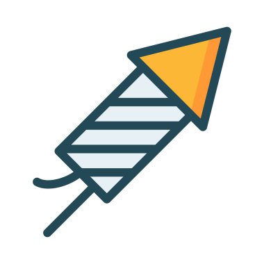 Yeni yıl havai fişek düz stil ikonu, vektör çizim roket 