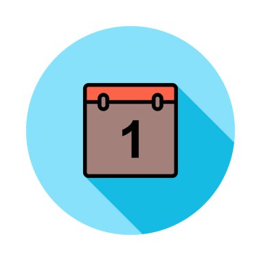 bir numaralı düz stil ikonu, vektör çizim, yeni yıl kavramı ile takvim 