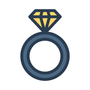 elmas düz stil simgesi, vektör çizim, nişan kavramı halka 