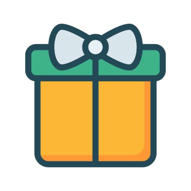 Noel hediye kutusu düz stil ikonu, vektör çizim 