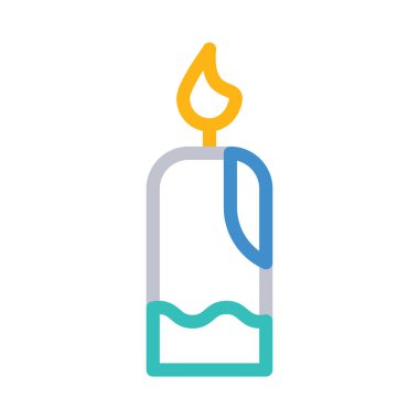 Dekoratif mum alevi düz stil ikonu, vektör çizim ile   