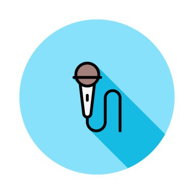 mikrofon düz stil ikonu, vektör çizim 