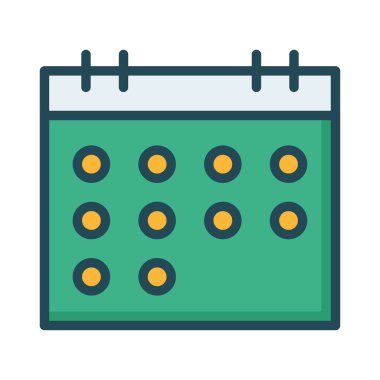 yıllık takvim düz biçim simgesi, vektör illüstrasyonu 