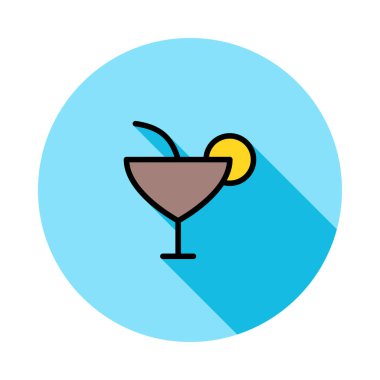 kokteyl limon dilimi düz stil ikonu, vektör çizim ile  