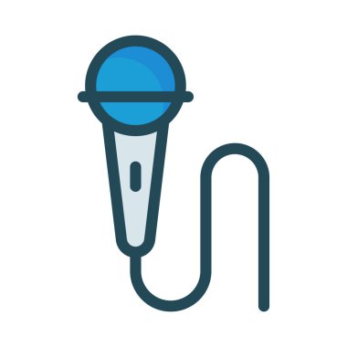 mikrofon düz stil ikonu, vektör çizim 