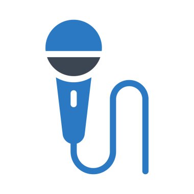 mikrofon düz stil ikonu, vektör çizim 